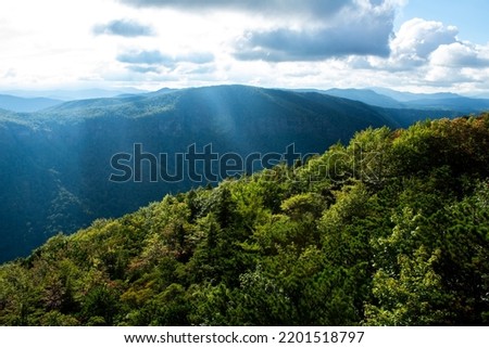Linville Gorge Wilderness A Remote Area in the Appalachian Mountains. Filled with canyon like vistas and high mountain peaks, this area is breathtaking Royalty-Free Stock Photo #2201518797