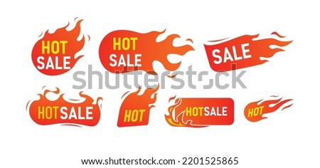 Hot sale label collection. Fire and flame sale clearance