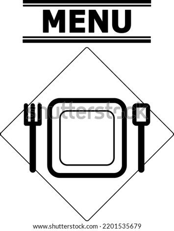 clip art quare plate with spoon and fork black and white color