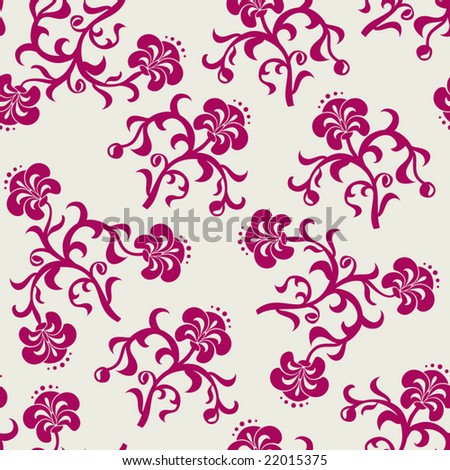 Vector illustration. Seamless pink flowers background.