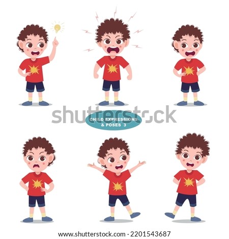child kids expressions and poses illustration vector