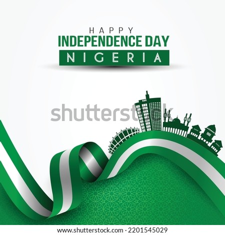 1st October happy national day Nigeria with waving flag. vector illustration design  Royalty-Free Stock Photo #2201545029