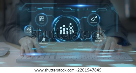 HR, People analytics concept. Transforming HR landscape to achieve sustainable business success. Deeply data driven and goal focused people processes, functions, challenges, and opportunities at work. Royalty-Free Stock Photo #2201547845