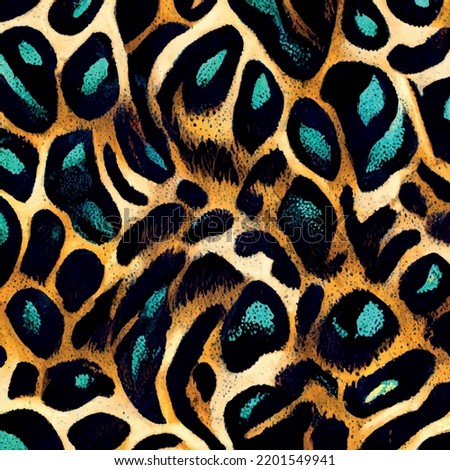 mythical animal print seamless pattern leopard bright
 Royalty-Free Stock Photo #2201549941