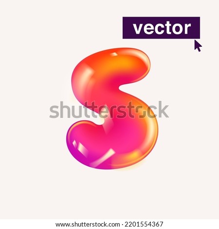 Letter S logo realistic 3D design in cartoon balloon style. Vector illustration. Perfect for cute banner, glossy design posters, multicolor icons, vibrant advertising.