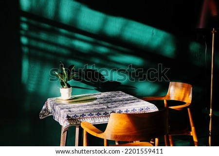 Modern coffee shop cozy interior, stock photo