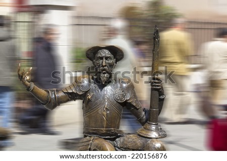 sculpture of don Quixote of la mancha in bronze