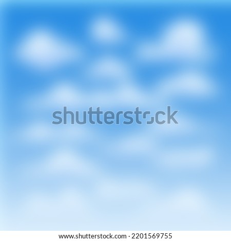 Blurred cloudy. Set of abstract white clouds isolated on blue background