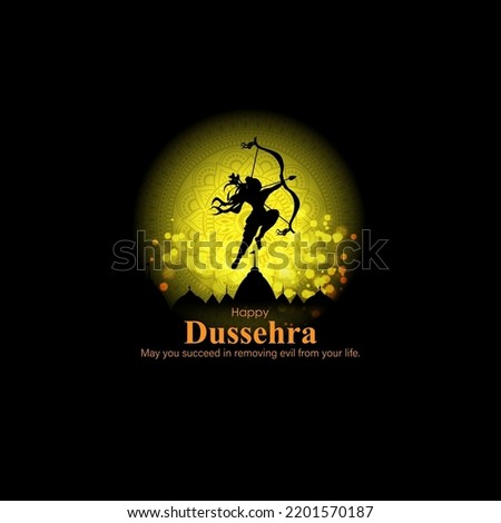 Vector illustration of Happy Dussehra greeting Royalty-Free Stock Photo #2201570187