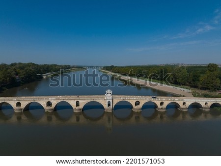Tunca and Meric Bridge Drone Photo, Edirne Turkey