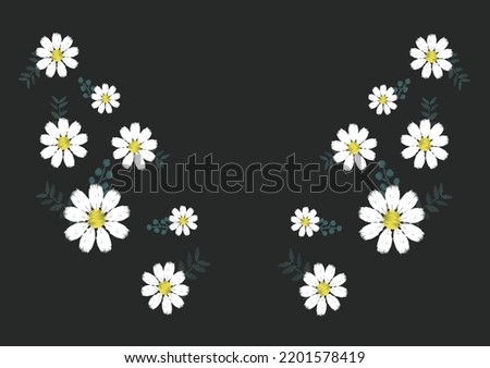 daisy flower embroidery vector art design