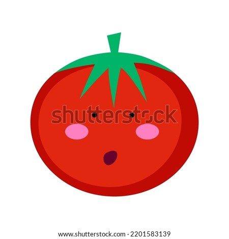 Cute, funny cartoon tomato character. Emotions. Food smilie. Vector illustration for children. 