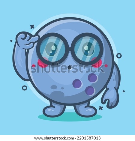 smart bowling ball character mascot with think expression isolated cartoon in flat style design