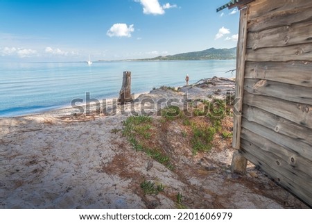 hut on the beach near the sea