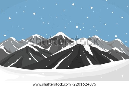 mountain with snow falling best for winter, adventure, trekking, hiking, background
