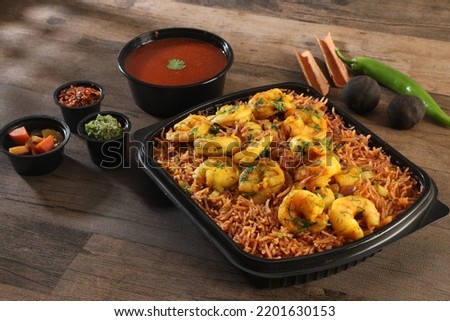 shrimp, Brown Rice, Majboos food international Cuisine Arabian Gulf Royalty-Free Stock Photo #2201630153