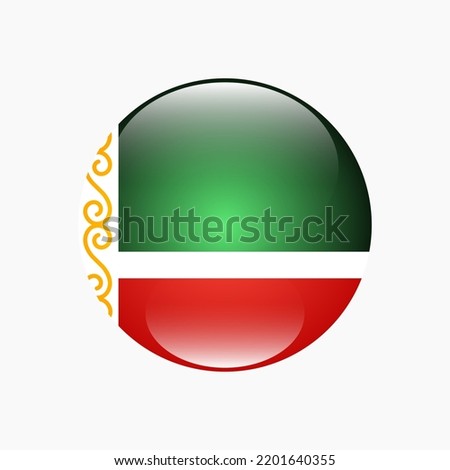 The flag of Chechnya. Standard color. The circular icon. A round flag. Digital illustration. Computer illustration. Vector illustration.