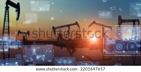 Oil fields and technology. Wide image for banners, advertisements.