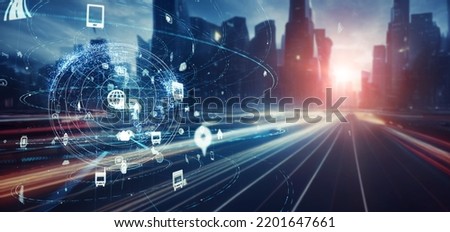 urban transport and technology. Wide image for banners, advertisements.