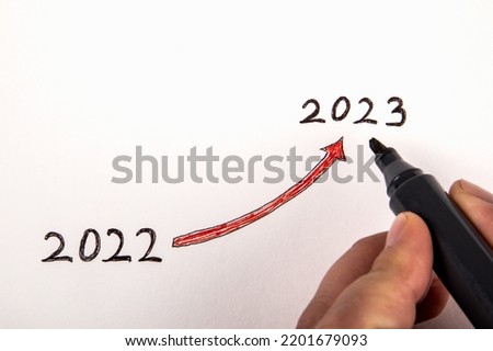 2023 new goals. Old year review concept