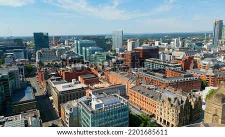 Aerial view over Manchester Deansgate - drone photography