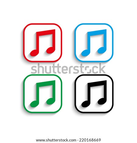 Musical note icon with shadow 