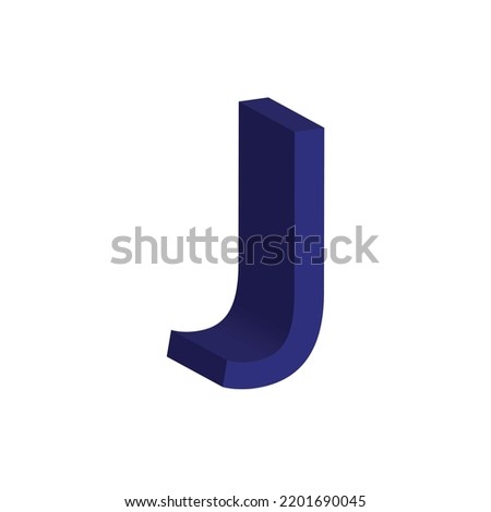 3D alphabet J in blue colour. Big letter J. Isolated on white background. clip art illustration vector