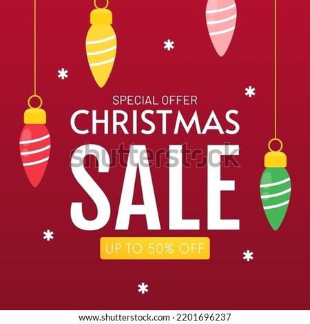 Christmas sale poster. Christmas and New Year Sale Gift Voucher, Discount Coupon Template Vector Illustration.