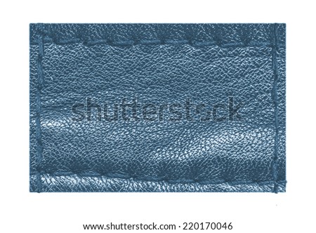 blank blue leather jeans label on white background 