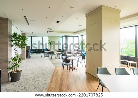 Unmanned lobby lounge. Modern office interior. Royalty-Free Stock Photo #2201707825