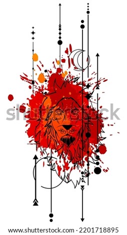 splatter colors tattoo lion illustration in vector format