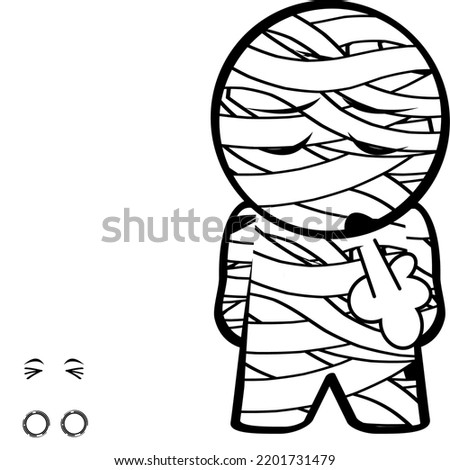 mummy character cartoon halloween set illustration in vector format