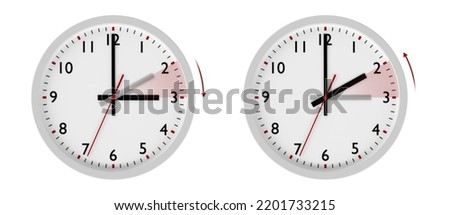 Time change daylight saving time and standard time. 3d illustration. Royalty-Free Stock Photo #2201733215