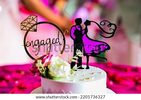 Boy and Girl Silhouettes in Black and Pink Colors. Engagment Moment. Proposal Invitation. Symbols of Love and couple. Valentine Day.