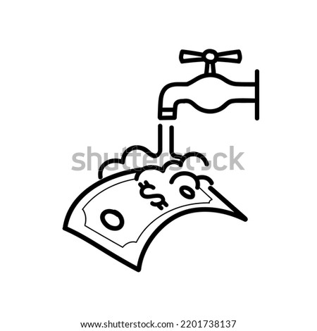 Money washing icon. Hand drawn vector illustration.