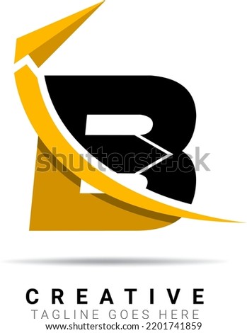 Abstract initial letter B logo. Black and Yellow isolate on white background. Usable for a company identity, travel, Business, and Branding Logos. Flat vector logo design template element