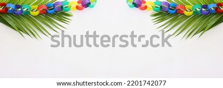 Jewish festival of Sukkot. Traditional succah (hut) colorful decorations Royalty-Free Stock Photo #2201742077