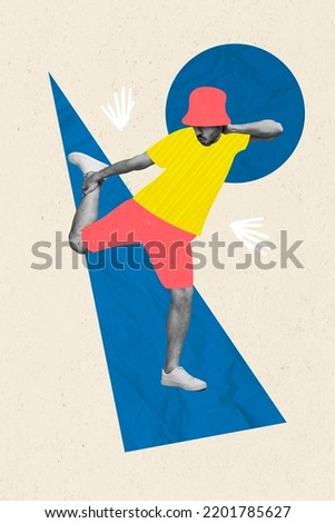 Artwork magazine picture of cool guy having fun dancing wear panama hat isolated drawing background