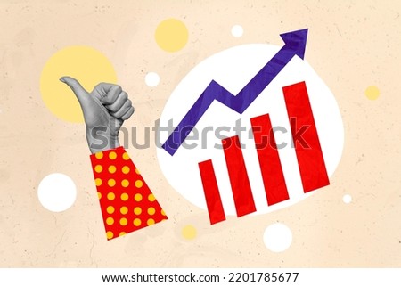 Creative 3d collage artwork poster postcard of business person arm demonstrate cool good symbol job progress isolated on drawing background Royalty-Free Stock Photo #2201785677