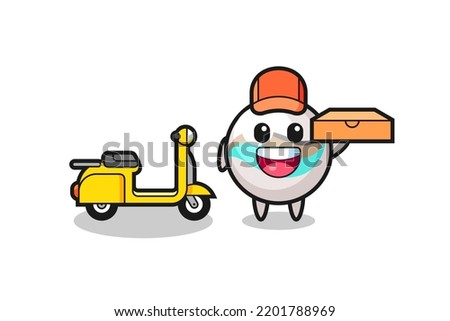 Character Illustration of marble toy as a pizza deliveryman , cute design