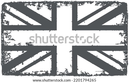 Vector monochrome UK flag.British flag in grunge style.