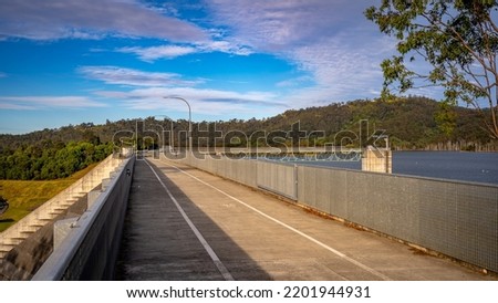 Hinze Dam built in 1976 across the Nerang River in South East Queensland, Australia Royalty-Free Stock Photo #2201944931
