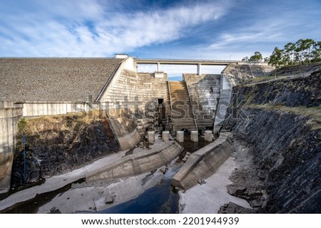 Hinze Dam built in 1976 across the Nerang River in South East Queensland, Australia Royalty-Free Stock Photo #2201944939