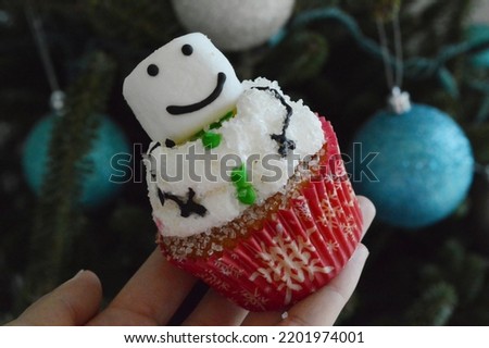Olaf snow man cupcake and marsh mallow for Christmas