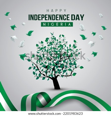 happy independence day Nigeria greetings. vector illustration design Royalty-Free Stock Photo #2201983623