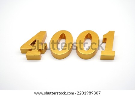    Number 4001 is made of gold-painted teak, 1 centimeter thick, placed on a white background to visualize it in 3D.                               