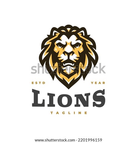 Lion emblem logo design. Lion head mascot vector illustration