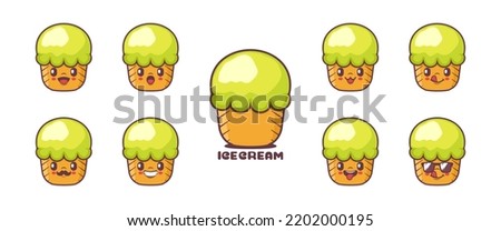 ice cream cartoon. food vector illustration. icon, expression.