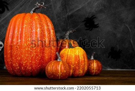 Halloween dark banner with pumpkins. October 31 concept