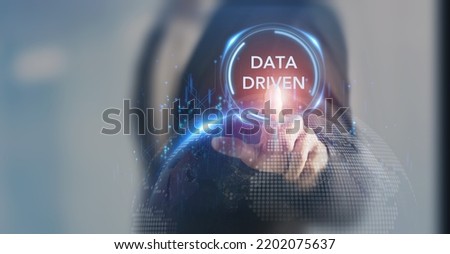 Data driven marketing concept. Collecting big data and analytics, personalized and contextual marketing. Digital marketing and technology, artificial intelligenace, machine learning, digital twin. Royalty-Free Stock Photo #2202075637